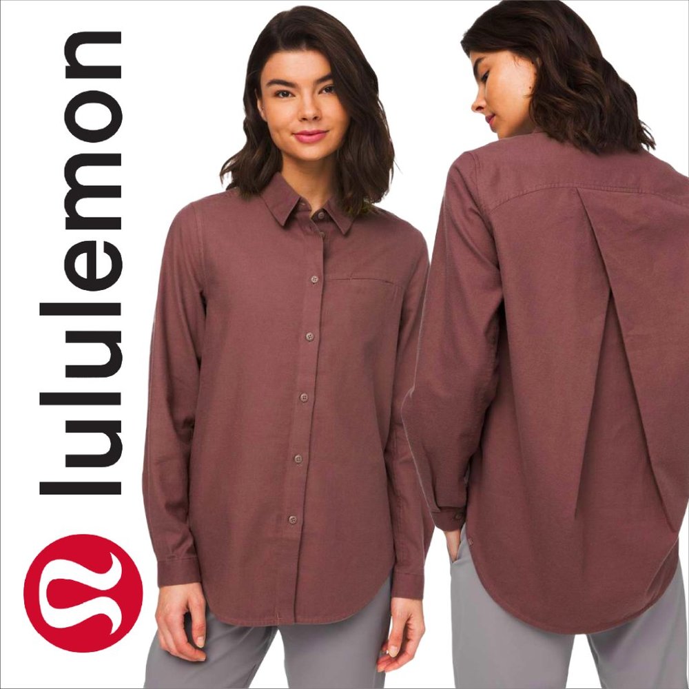 Lululemon Full Day Ahead Relaxed Fit Shirt Sz 6 Purple p2p-19”